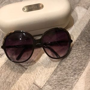Chloe brown and gold sun glasses with case